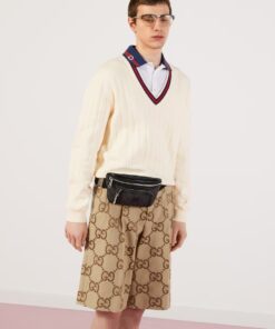Alternative view of Gucci Belt Bag With Interlocking G Black GG Supreme Canvas For Men 9in/23cm GG ‎682933 92THN 1000