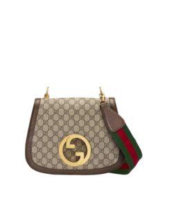 Gucci Blondie Medium Shoulder Bag 11.4in/ 29cm Beige/ Ebony GG Supreme Canvas Gold Hardware For Women ‎699210 96IWG 8745