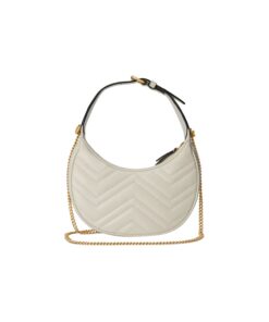 Gucci Marmont Half Moon Shaped Mini Bag White For Women, Women’s Bags 8.5in/22cm GG 699514 DTDHT 9022 - Image 9