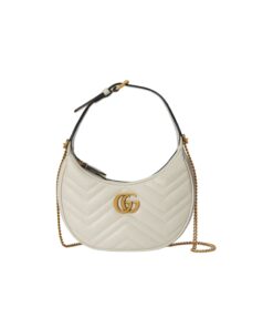 Gucci Marmont Half Moon Shaped Mini Bag White For Women, Women’s Bags 8.5in/22cm GG 699514 DTDHT 9022