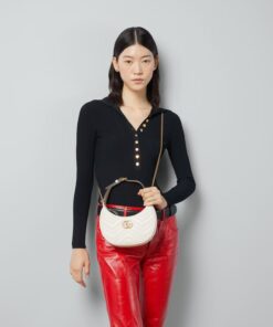 Gucci Marmont Half Moon Shaped Mini Bag White For Women, Women’s Bags 8.5in/22cm GG 699514 DTDHT 9022 - Image 12