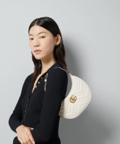 Alternative view of Gucci Marmont Half Moon Shaped Mini Bag White For Women, Women’s Bags 8.5in/22cm GG ‎699514 DTDHT 9022