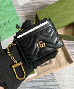 Gucci GG Marmont Keychain Wallet Black For Women‎ 627064 DTDHT 1000 3.9 in/ 10 cm