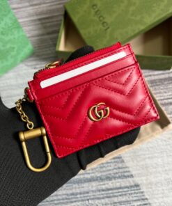 Gucci GG Marmont Keychain Wallet Red For Women‎ 3.9 in/ 10 cm