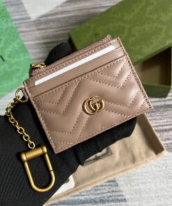 Gucci GG Marmont Keychain Wallet Beige For Women‎ 3.9 in/ 10 cm