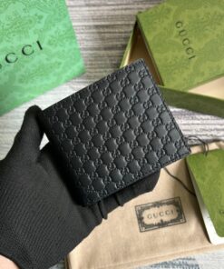 GG Microguccissima Bi-Fold Wallet Black For Men 4.3in/11cm 260987 BMJ1N 4009