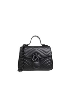 Gucci Marmont Mini Top Handle Bag Black For Women, Women’s Bags 8.3in/21cm GG ‎