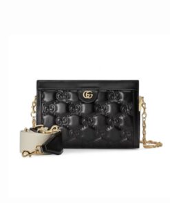 Gucci Matelasse Shoulder Bag Black For Women, Women’s Bags 10.2in/26cm GG