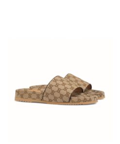 Gucci Beige & Brown-GG Slide Sandals For Men 624695 H6320 9763