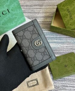 Gucci Ophidia Card Case Supreme Canvas Grey For Men 4.7in/12cm 734943 UULBN 1244