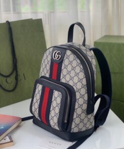 Gucci Ophidia GG Small Backpack Beige And Blue GG Supreme Canvas For Women 11.5in/29cm Beige - Image 3