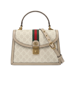 Gucci Ophidia Small Top Handle Bag 9.8in/ 25cm Beige/ White Gold Hardware For Women 651055 UULAG 9682
