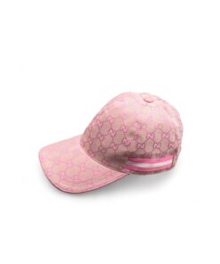 Gucci Original GG Canvas Baseball Hat With Web Pink GG Hat