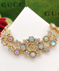 Alternative view of Gucci Rhinestone Flower Bracelet Gold for Women