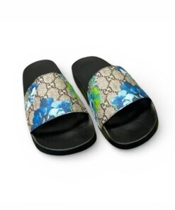 Gucci Slides Bloom Print Blue For Women 408508 G2200