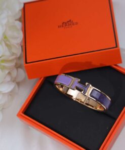 Hermes Clic Enameled H Bracelet Purple For Women - Image 10