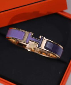 Hermes Clic Enameled H Bracelet Purple For Women - Image 9