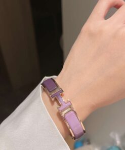 Alternative view of Hermes Clic Enameled H Bracelet Purple For Women