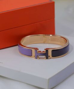 Hermes Clic Enameled H Bracelet Purple For Women - Image 4