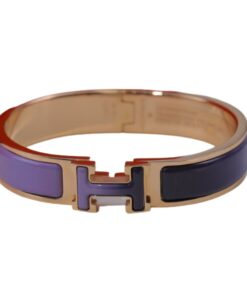 Hermes Clic Enameled H Bracelet Purple For Women