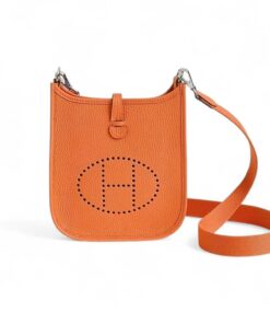 Hermes Evelyne 16 Amazone Bag Orange With Silver-Toned Hardware For Women, Shoulder And Crossbody Bags 6.3in/16cm