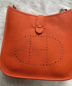 Alternative view of Hermes Evelyne III 29 Bag Orange With Silver-Toned Hardware For Women, Shoulder and Crossbody Bags 11.4in/29cm H056277CC9J