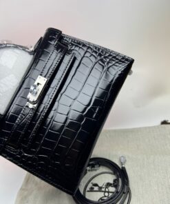 Alternative view of Hermes Kelly Mini 19 Top Handle Bag 7.5in/ 19cm Black Silver Hardware For Women