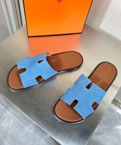 Hermes Oran Sandal Blue For Men - Image 5