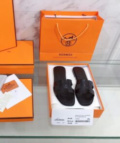 Hermes Oran Sandals Black For Women