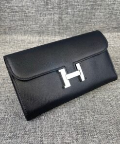 Alternative view of Hermes Constance Epsom Long Wallet 20cm/7.9in Silver Toned Hardware For Women Black