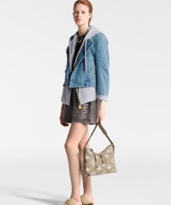 Alternative view of Louis Vuitton CarryAll PM Shoulder Bag 12in/ 29.5cm Monogram Empreinte Gray/ Creme Beige Gold Hardware For Women M47180