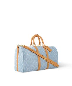 Alternative view of Louis Vuitton Keepall Bandouliere 45 Travel Bag 17.7in/ 45cm Sky Blue Denim Gold Hardware M25334