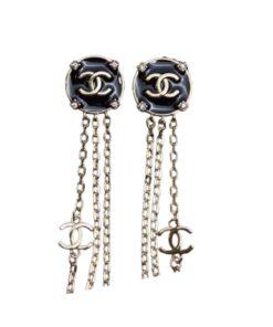 Chanel Long Earrings Black For Women
