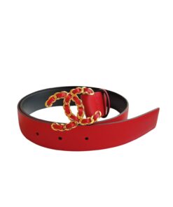 Chanel CC Chain Buckle Belt Red For Women
