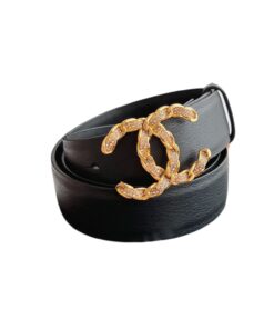 Chanel Twinkle Stone Chain CC Buckle Belt Black For Women