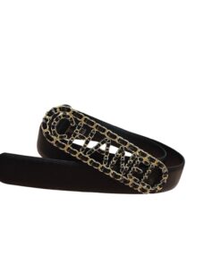 Chanel Vintage Chain Buckle 30mm Belt Black For Women