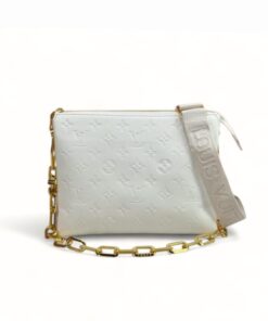 Louis Vuitton Coussin PM Shoulder Bag 10.2in/ 26cm Monogram-Embossed Cream Gold Hardware For Women M57793