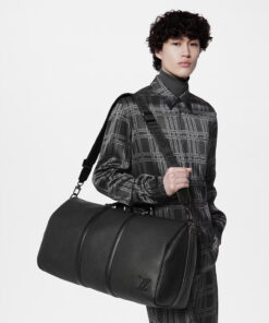 Alternative view of Louis Vuitton Keepall Bandouliere 50 Crossbody Bag 19.7in/ 50cm Black Palladium Hardware For Men M21420