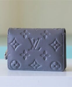 Louis Vuitton Wallet Monogram Embossed Grey For Women 4.3in/11cm