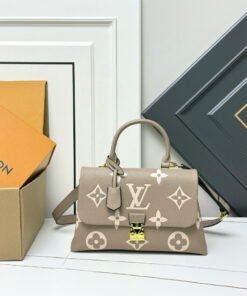 Louis Vuitton Madeleine MM Monogram Empreinte Dove Gray/ Creme Beige For Women 11.8in/30cm LV M46041 - Image 3