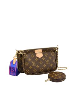 Louis Vuitton Multi Pochette Accessoire Shoulder Bag 9.4in/ 24cm Blue Monogram Canvas Gold Hardware For Women