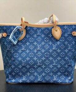 Alternative view of Louis Vuitton Neverfull MM Tote Bag 12.2in/ 31cm Blue Denim Gold Hardware For Women M13192