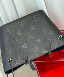 Louis Vuitton Neverfull MM Tote Bag 12.2in/ 31cm Black Monogram Empreinte Gold Hardware For Women M45685 - Image 4