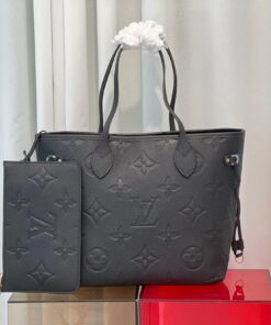 Louis Vuitton Neverfull MM Tote Bag 12.2in/ 31cm Black Monogram Empreinte Gold Hardware For Women M45685 - Image 6