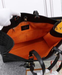 Louis Vuitton Onthego MM Tote Bag 13.8in/ 35cm Monogram Empreinte Black Gold Hardware For Women M45595 - Image 4