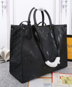 Louis Vuitton Onthego MM Tote Bag 13.8in/ 35cm Monogram Empreinte Black Gold Hardware For Women M45595 - Image 7