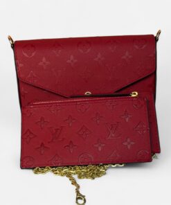 Louis Vuitton Pochette Felicie Shoulder Bag 8.3in/ 21cm Louis Red Monogram Empreinte Gold Hardware For Women M25793 - Image 4
