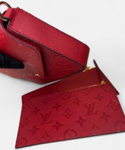 Louis Vuitton Pochette Felicie Shoulder Bag 8.3in/ 21cm Louis Red Monogram Empreinte Gold Hardware For Women M25793 - Image 5
