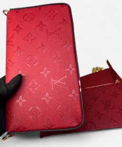 Louis Vuitton Pochette Felicie Shoulder Bag 8.3in/ 21cm Louis Red Monogram Empreinte Gold Hardware For Women M25793 - Image 6