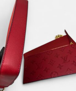 Louis Vuitton Pochette Felicie Shoulder Bag 8.3in/ 21cm Louis Red Monogram Empreinte Gold Hardware For Women M25793 - Image 7